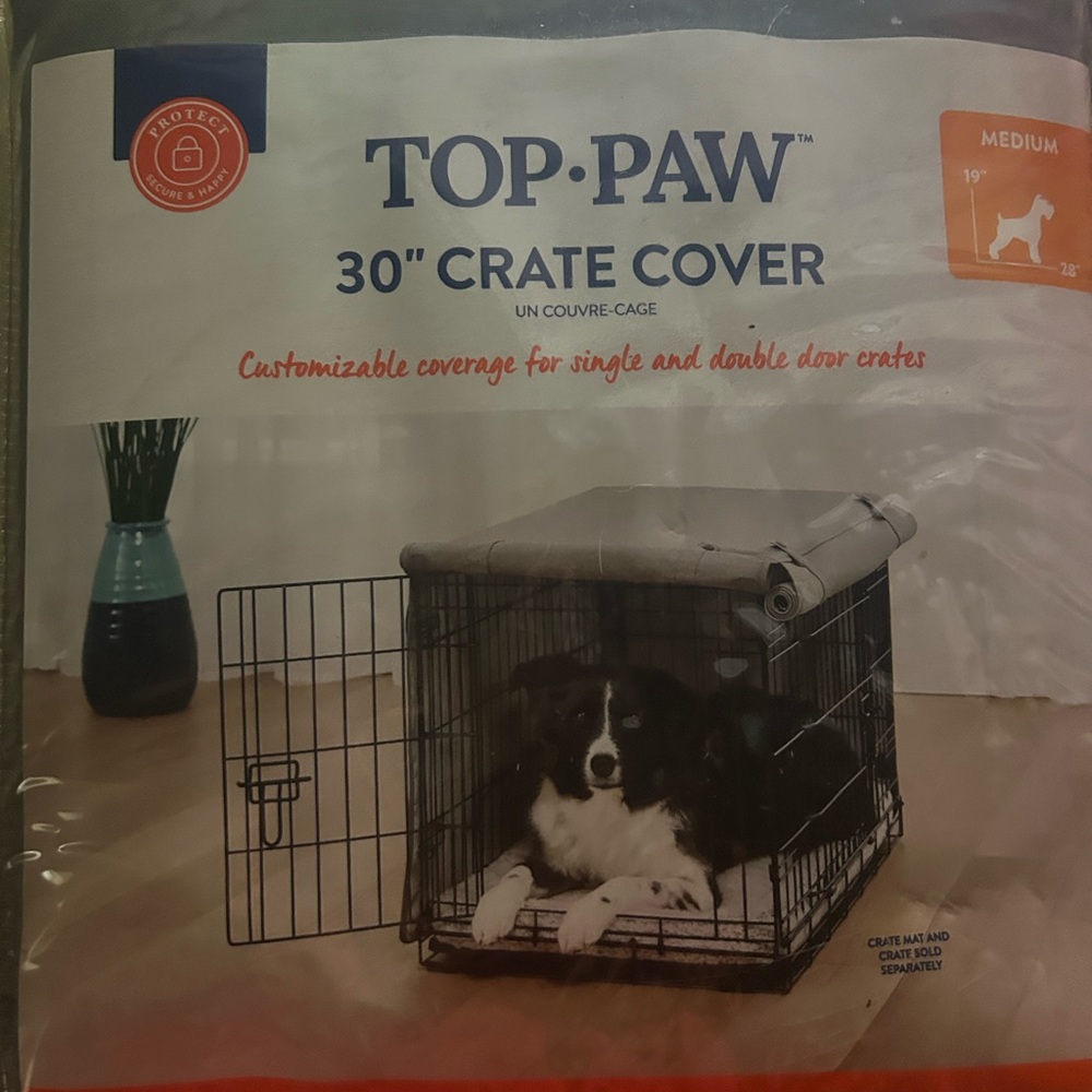 Top Paw Medium Crate Cover in Gray and Red